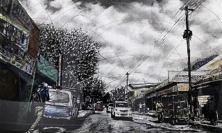 PHILLEMON HLUNGWANI, NO: 38 1ST AVENUE PAN AFRICA, ALEX I
2016, CHARCOAL AND PASTEL ON PAPER
