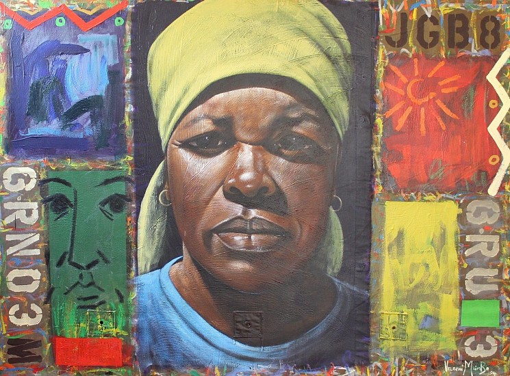 VELAPHI MZIMBA, UMUNTU NGUMUNTU NGABANTU
2016, MIXED MEDIA ON CANVAS