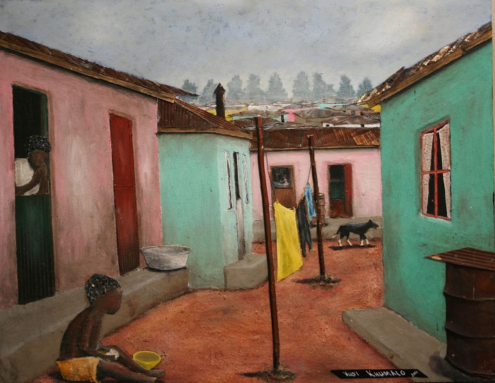 VUSI KHUMALO, HOMESTEAD IN ALEXANDRA TOWNSHIP
2012, MIXED MEDIA ON BOARD