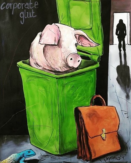 COLBERT MASHILE, CORPORATE GLUT
INK AND CHARCOAL