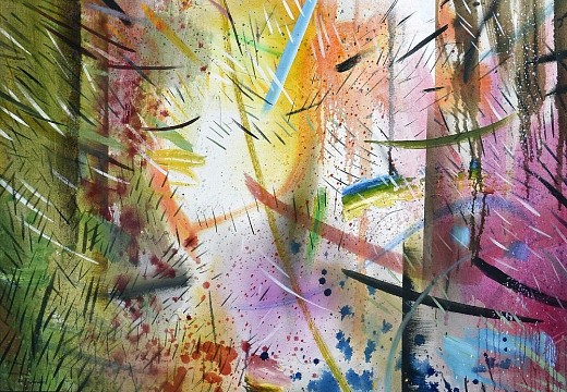 always in 115 x 130 oil and pencil crayon on canvas