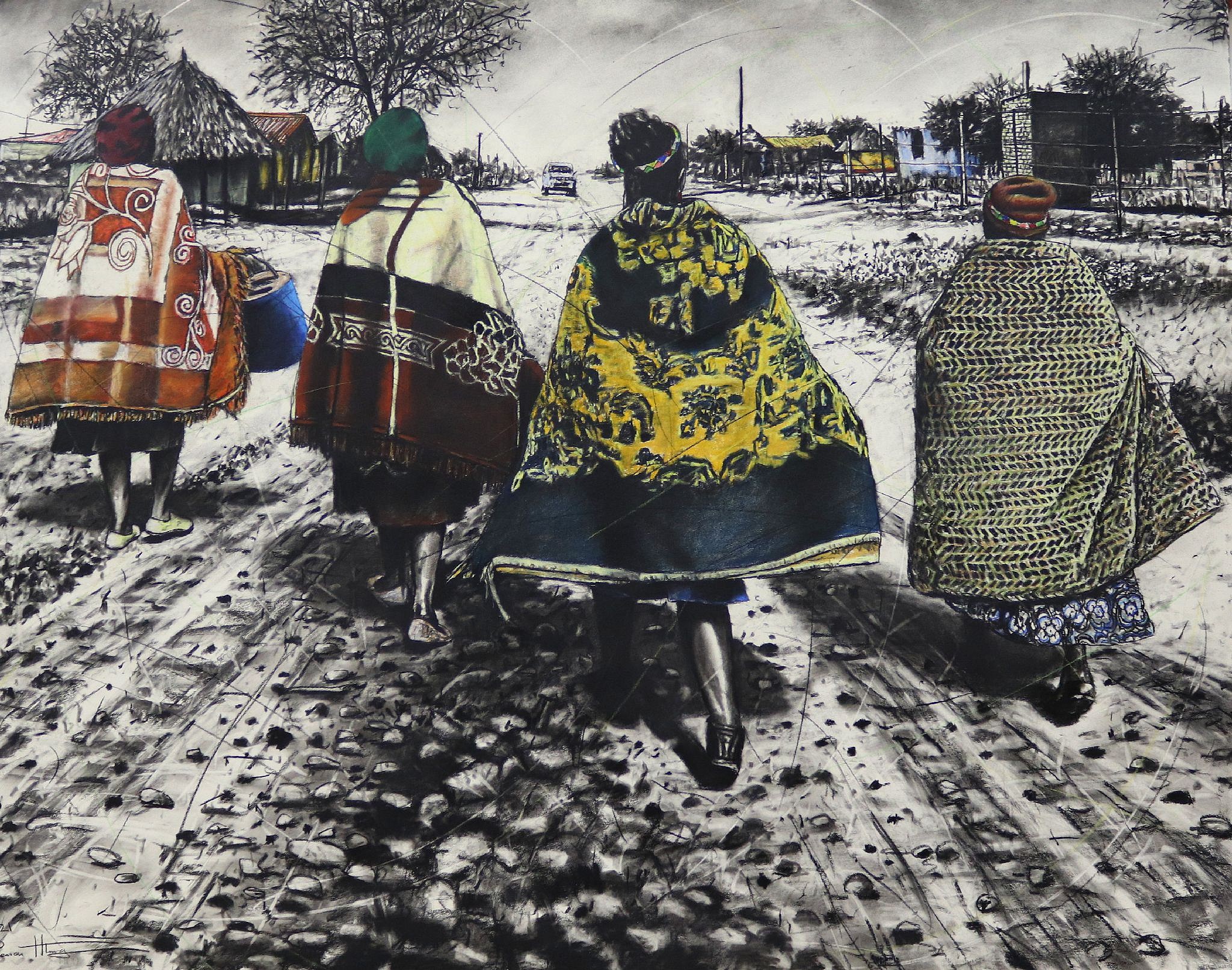 phillemon hlungwani you dont know what is in my heart i a wu xi tivi le xi nga mbilwini ya mina i 140 x 170cm charcoal and pastel on paper