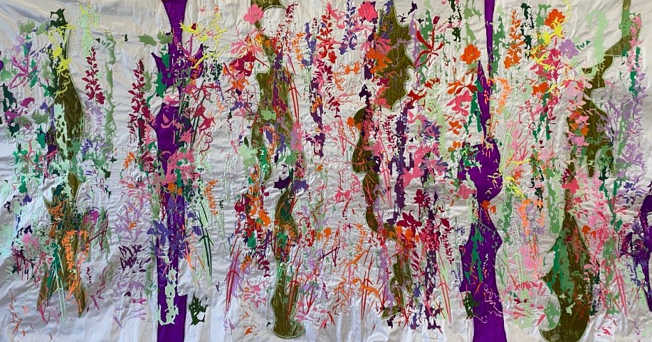 ARABELLA CACCIA, GARDEN OF DELIGHT
2021, EMBROIDERY ON REPURPOSED SILK