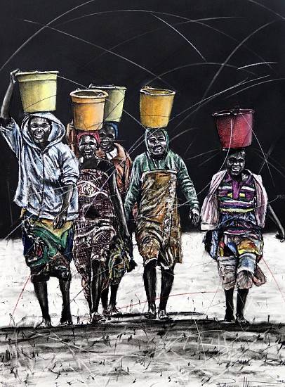PHILLEMON HLUNGWANI, I NKARHI WA MAHLAMBA-NDLOPFU I (THE EARLY HOURS BEFORE DAWN I)
2021, CHARCOAL AND DRY PASTEL ON COTTON PAPER