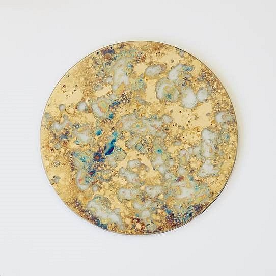 WATER DIXON, HESTIA (ARA GALAXY)
2020, BRASS AND WHITE ENAMEL ON GLASS
