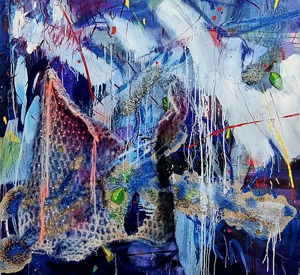 LIZA GROBLER, DIAMOND FIBRE
2023, OIL & MIXED MEDIA ON LINEN