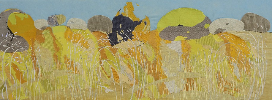 ARABELLA CACCIA, SUNLIGHT ON MALINDIDZIMU (THE PLACE OF BENEVOLENT SPIRITS), MATOBO HILLS, ZIMBABWE
2023, APPLIQUÃ‰ & EMBROIDERY ON LINEN