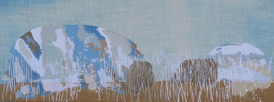 ARABELLA CACCIA, MOONLIGHT ON MALINDIDZIMU (THE PLACE OF BENEVOLENT SPIRITS), MATOBO HILLS, ZIMBABWE
2023, APPLIQUÃ‰ & EMBROIDERY ON LINEN