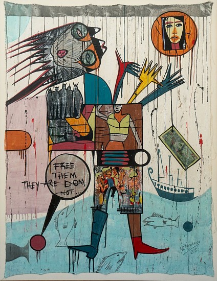 BLESSING NGOBENI, SOMETIMES SHE IS BLUE III
MIXED MEDIA ON CANVAS