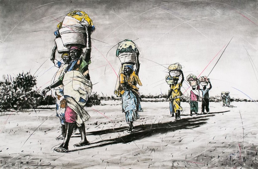 PHILLEMON HLUNGWANI, HI RINDZELE NKARHI WO LEHA (WE HAVE WAITED A LONG TIME) III
CHARCOAL AND CHALK PASTEL ON PAPER
