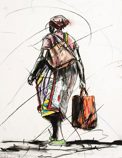 PHILLEMON HLUNGWANI, ENDZHAKU KA SIKU RO LEHA (AFTER A LONG DAY) II
CHARCOAL AND CHALK PASTEL ON PAPER