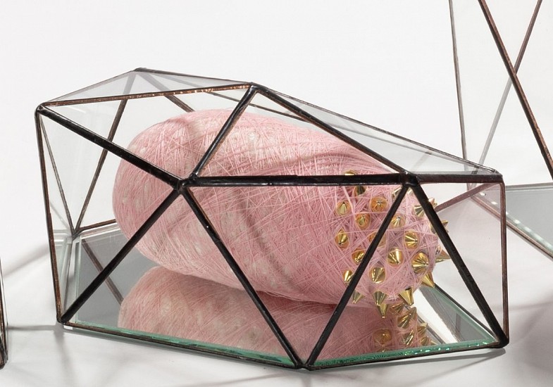 MARK RAUTENBACH, LEAVING HOME INSTALLATION, THIEF 36 (SHAMIELA AND THE 40 THIEVES SERIES / NOONOO SERIES)
NON-RECYCLABLE & INORGANIC MATTER, SEWING THREAD, PLASTIC CONICAL STUDS, GLASS, LEAD & MIRROR